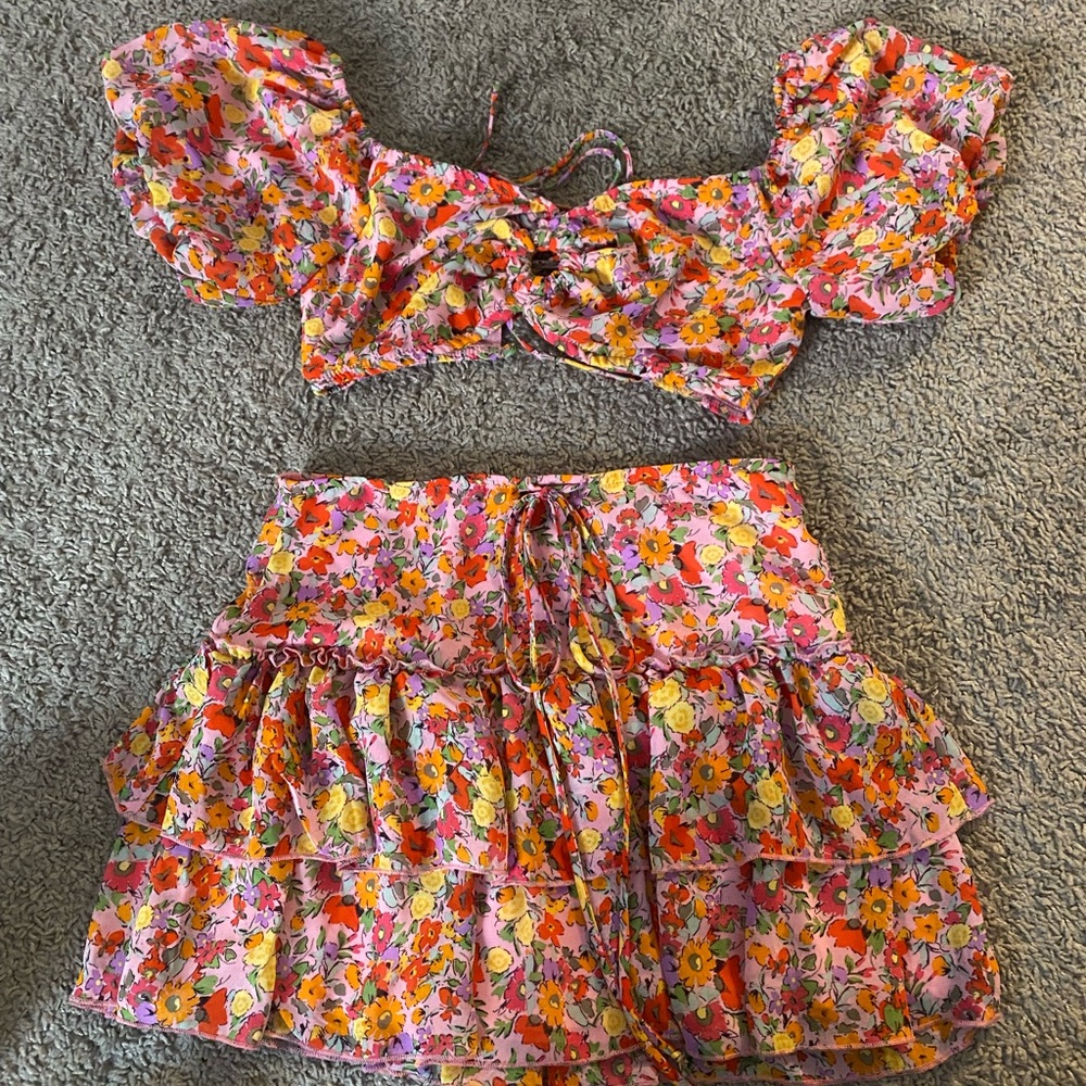 matching skirt and tank bra set